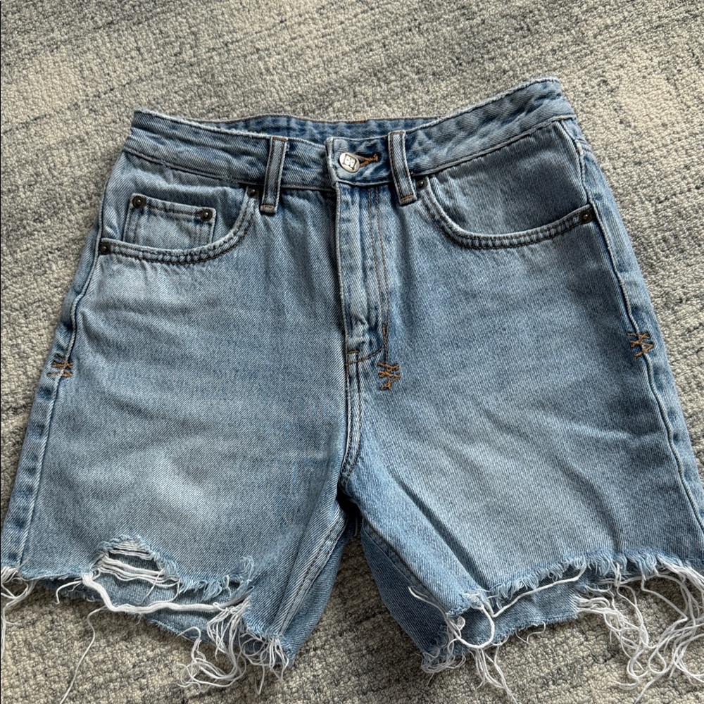 Ksubi Light Blue Distressed Jean Shorts
